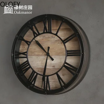 Kūrybos Didelis Sieninis Laikrodis Metalo Europos Retro Juoda Kambarį Miegamasis Namų Dekoro Sieniniai Laikrodžiai Pramoninės Dekoro, Virtuvės Laikrodis
