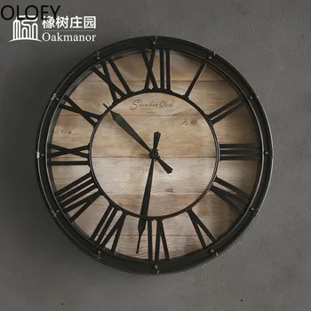 Kūrybos Didelis Sieninis Laikrodis Metalo Europos Retro Juoda Kambarį Miegamasis Namų Dekoro Sieniniai Laikrodžiai Pramoninės Dekoro, Virtuvės Laikrodis