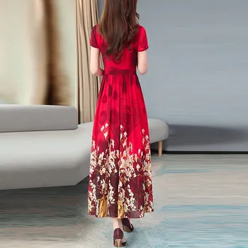 Lady Elegantiškas O-Kaklo Trumpomis Rankovėmis Spausdinti Suknelė Korėjos Stiliaus Moterų Suknelė Moterims Retro Spausdinimo Suknelė