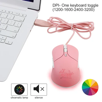 Laidinio Silent Mouse RGB LED Šviesos Žaidimų Desgined Ergonomiškas Mause 3200 DPI 6D USB Optinė Rožinė Pelių Žaidėjus Mergina Dovana Nešiojamas KOMPIUTERIS