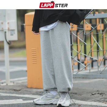 LAPPSTER Vyrų Japonijos Streetwear Sweatpants 2020 Mens Juoda Kieta medžiaga, Poilsiu Kelnes Vyrų korėjos Harajuku Stiliaus Plati Track Kelnės 5XL