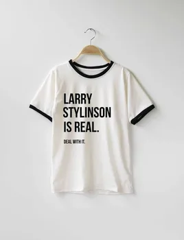 Larry Stylinson Yra Nekilnojamojo Spręsti Su Juo mados marškinėliai Tee Tumblr mergaičių marškinėliai mergaitėms viršūnes varpininkas tees aukštos kokybės viršūnės-J112