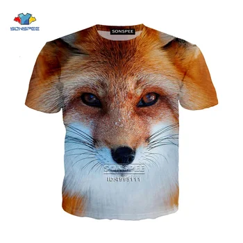 Laukinių Lapių Gyvūnų 3D Spausdinimo vyriški T-shirt Moterims Marškinėliai Harajuku Vasaros Marškinėlius Atsitiktinis Hip-Hop Trumpas Rankovės Negabaritinių Viršūnės