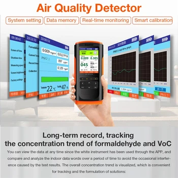 LCD Skaitmeninis Oro Kokybės Monitorius, Nešiojamų Formaldehido Detektorius Dujų Analizatorius Temperatūra Drėgnumas Testeris TVOC HCHO KD2.5 metrai