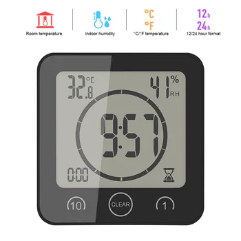 LCD Skaitmeninis Vonios kambarys Laikrodis Touch Kontrolės Termometras su Drėgmėmačiu Vandeniui Virėjas Laikmatis Su Signalo