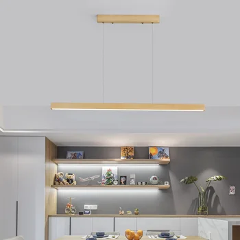 LED Medienos Pakabukas Žiburiai Namų dekoro Minimalizmas Kambarį Meno Pakabukas Lempos, Virtuvė, Valgomasis Kabinti Patalpų Apšvietimas