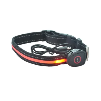 LED USB šunų antkaklis saugos šviesą skleidžiantys pet šviesos saugos lankų naminių kačių ir šunų antkaklis 50-60cm (mygtuką baterija 180mAH)