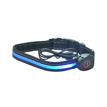 LED USB šunų antkaklis saugos šviesą skleidžiantys pet šviesos saugos lankų naminių kačių ir šunų antkaklis 50-60cm (mygtuką baterija 180mAH)