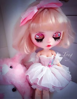 LEDINIS 19 bendras blyth lėlės makiažas, veido baltos odos su plaukais Mergina dovanos rožinė su Miegojimo akių makiažas lėlės