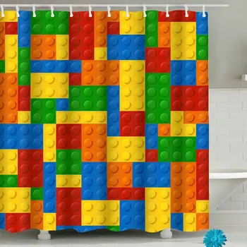 Lego Sukurti Pasirinktinį Vandeniui ir Patvarus Dušo Užuolaidos Plaunamas Nailonas Vonios kambarys Dušo Užuolaidos Apdaila