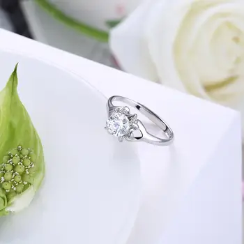 LEKANI 925 Sterlingas Sidabro Gėlė, Dantytais Žiedais Moterų 5A Kubinis Cirkonis Reguliuojamas Vestuvės Vestuvinis Žiedas Fine Jewelry