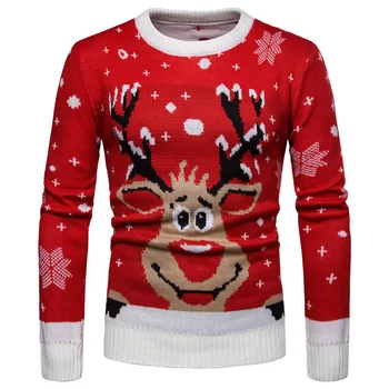 LetsKeep bjaurusis kalėdų džemperis vyrams megztinių modelius elnias megztiniai megztinis žiemą šiltas apvalios kaklo megztinis megztinis MUMS dydžio, MA550