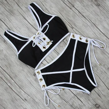 LI-FI 2019 Seksualus Bikini Moterims maudymosi kostiumėlį Push Up Aukšto Juosmens Nėrinių Apynasrio maudymosi Kostiumėliai, Bikini Nustatyti Paplūdimio Maudymosi Kostiumą Plaukti Dėvėti Maillot