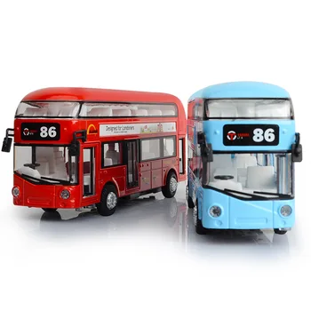 Lieti dviaukštis kelionė autobusu su oro kondicionieriumi miesto miesto miesto modelį, vaikai grįžti jėga acousto-regos žaislas automobilis