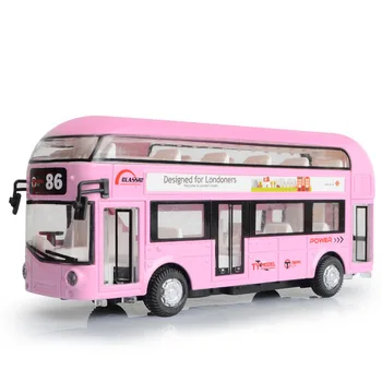 Lieti dviaukštis kelionė autobusu su oro kondicionieriumi miesto miesto miesto modelį, vaikai grįžti jėga acousto-regos žaislas automobilis