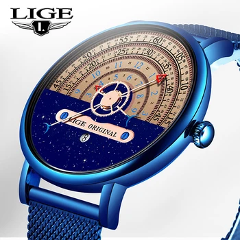 LIGE Mados Vyrų Laikrodžiai Ultra Plonas Prabangius Kvarcas Žiūrėti Vyrų 2020 Atsitiktinis Slim Tinklelio Diržo Vandeniui Sporto Žiūrėti Relogio Masculino