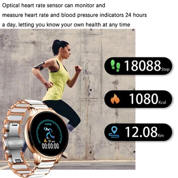 LIGE Smart Watch Moterų smartwatch moteris Vandeniui Sport Fitness Tracker, Širdies ritmą, Kraujo Spaudimą, Stebėti Mados Keramikos Dirželis