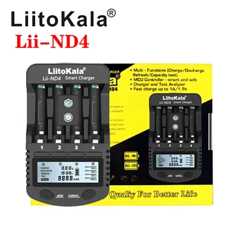 LiitoKala Lii-ND4 1.2 V NiMH LCD kroviklis AA AAA įkroviklis LCD ekranas ir bandymo baterijos talpa 1,2 V aa, aaa ir 9V baterijos
