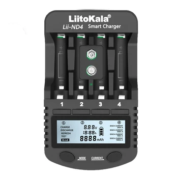 LiitoKala Lii-ND4 1.2 V NiMH LCD kroviklis AA AAA įkroviklis LCD ekranas ir bandymo baterijos talpa 1,2 V aa, aaa ir 9V baterijos