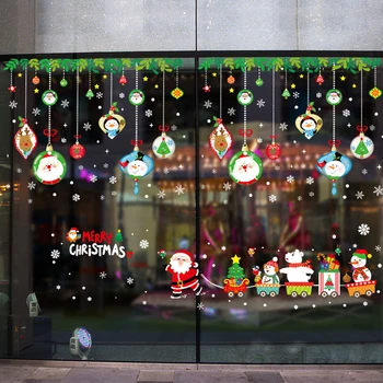 Linksmų Kalėdų Sienų Lipdukai Lango Stiklo Festivalis Sienos Lipdukai Kalėdų Senelis Kalėdų Medžio Langų Lipdukai Dekoratyviniai Naujųjų Metų Dekoras