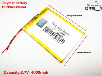 Litro energijos baterija Gera Qulity 3.7 V,4000mAH 408090 Polimeras ličio jonų / Li-ion baterija tablet pc BANKAS,GPS,mp3,mp4