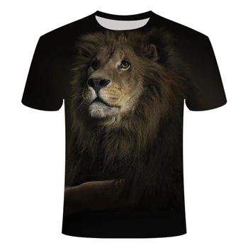 Liūtas marškinėliai Juodos spalvos Drabužius 3d Gyvūnų Marškinėlius Dizaino T-shirt marškiniai Plius Dydis Vyrai Vyrai Viršūnes Tees Mados S-6XL