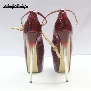 LLXF Prekės diamond Sandalai moterų batai 19cm ultra high ploni kulniukai vieno open toe platforma Čiurnos Dirželis vestuvių siurbliai, Eur:34-50