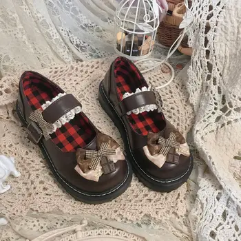 Lolita batai saldus princesė dienos japonijos Butas Platformos aukšto kulno senovinių nėrinių bowknot kawaii batai cosplay loli moterų batai