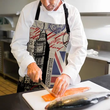 Londone Didžiosios Britanijos Big Ben Vėliavos Koliažas Spausdinti Prijuostė Spausdinti Unisex Virtuvė su Antkrūtiniais su Reguliuojamu Kaklo maisto gaminimas Sodininkystė