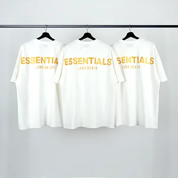 Long Beach, Golden spausdinti RŪKO Essentials T marškinėliai Vyrams Aukštos Kokybės Storo Audinio Viršuje Tee Negabaritinių Essentials Marškinėliai