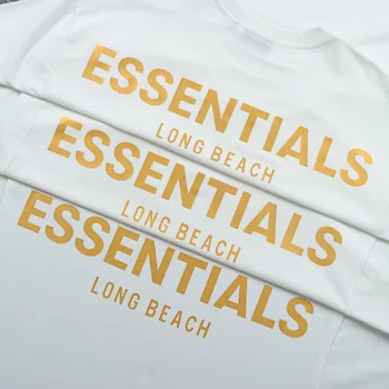 Long Beach, Golden spausdinti RŪKO Essentials T marškinėliai Vyrams Aukštos Kokybės Storo Audinio Viršuje Tee Negabaritinių Essentials Marškinėliai
