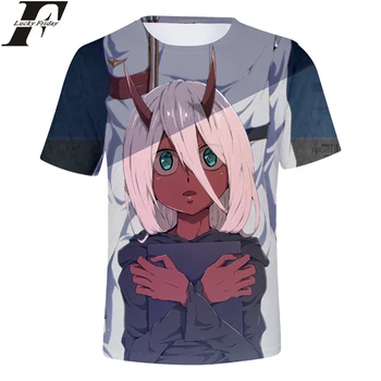 LUCKYFRIDAYF 2018 Darling Į Franxx 3D trumpomis Rankovėmis T-Shirt Anime Reguliariai T-shirt Vyras/Moteris Atsitiktinis MARŠKINĖLIUS Drabužiai Plius Dydis