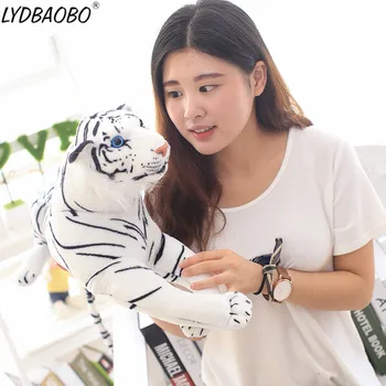 LYDBAOBO 1PC 75/90CM Milžinišką Gyvūnų White Tiger Įdaryti Pliušinis Lėlės Vaikas Puikus Modeliavimo Tigras Žaislų Kūdikiams, Vaikams Dovanos Namų Decora
