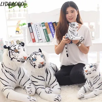 LYDBAOBO 1PC 75/90CM Milžinišką Gyvūnų White Tiger Įdaryti Pliušinis Lėlės Vaikas Puikus Modeliavimo Tigras Žaislų Kūdikiams, Vaikams Dovanos Namų Decora
