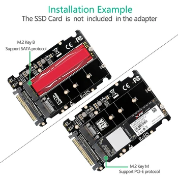 M. 2 SSD U. 2 Adapteris 2in1 M. 2 NVMe ir SATA-Autobusų NGFF SSD su PCI-e U. 2 SFF-8639 Adapter PCIe M2 Konverteris (Ne SATA Sąsaja)