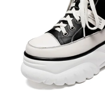 Madingų moterų batai nauji rudenį kvėpuojantis odinis baltas batų instruktorių aukšto viršų sportbačiai ponios platforma jojimo batai moteris