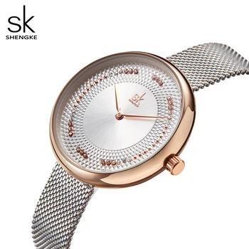 Mados kalnų krištolas Moterų Kvarciniai Laikrodžiai Prabanga SHENGKE Prekės Paprastos Konstrukcijos Žiūrėti Panele Laisvalaikio Verslo Laikrodis atsparus Vandeniui