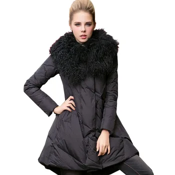 Mados realus didelis apykaklės prarasti žiemos striukė moterims korėjos modis viršutiniai drabužiai Vidutinio ilgio 2colors Plius dydis 2020 naują atvykimo
