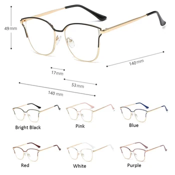 Mados skaidrūs akiniai, rėmeliai moterų, Prabangos Prekės aukštos kokybės Kačių akių moterų akinių rėmas metalinis rėmas, Optiniai Akiniai