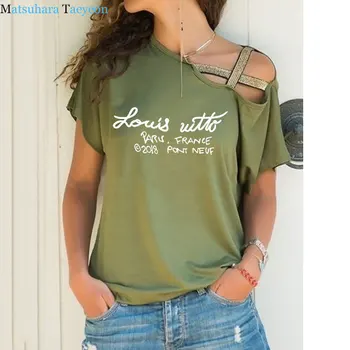 Mados vasaros medvilnės t-shirt spausdinti raidžių saldus viršuje tees Moterų Marškinėliai Nereguliarus Nerijos Kryžiaus Tvarstis Marškinėlius moteris tshirts