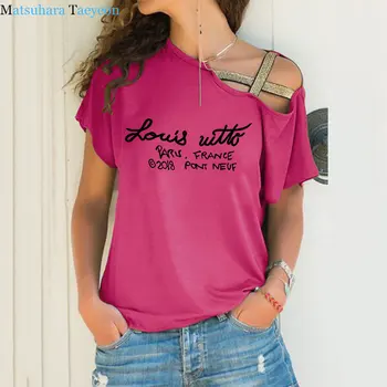 Mados vasaros medvilnės t-shirt spausdinti raidžių saldus viršuje tees Moterų Marškinėliai Nereguliarus Nerijos Kryžiaus Tvarstis Marškinėlius moteris tshirts