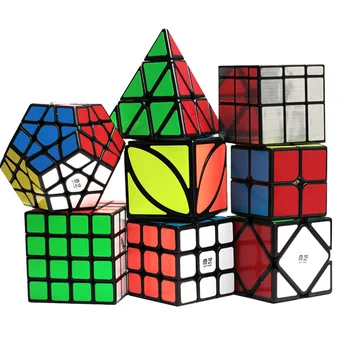 Magic Cube 8pcs Nustatyti Pluoštas 2x2 3x3 4x4 Magic Cube Anglies Pluošto Stickerless Pyraminx Kubo Galvosūkį Švietimo Žaislai, Dovanos Vaikams