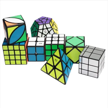 Magic Cube 8pcs Nustatyti Pluoštas 2x2 3x3 4x4 Magic Cube Anglies Pluošto Stickerless Pyraminx Kubo Galvosūkį Švietimo Žaislai, Dovanos Vaikams
