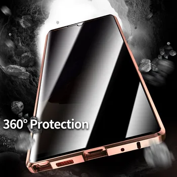 Magnetinio Privatumo Telefono dėklas, skirtas Samsung Galaxy Note, 20 Ultra Coque, viso Kūno, Metalo Bamperis Stiklo Atveju 