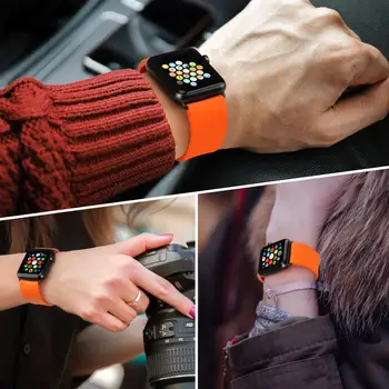 MAIKES Žiūrėti Dirželis Orange Žiūrėti Reikmenys Watchband Apple kišeninių 44 40mm 42 38mm Serijos 6 5 4 3 2 iWatch Watchbands
