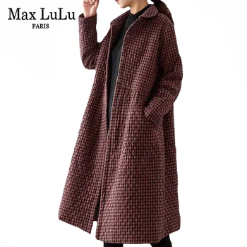 Max LuLu 2020 M. Kinijos Mados Stilius Moterys Vintage Drabužių Ponios Pledas Ilgos Žiemos Striukės Paminkštintas Šiltas Dygsniuotas Paltai Plius Dydis