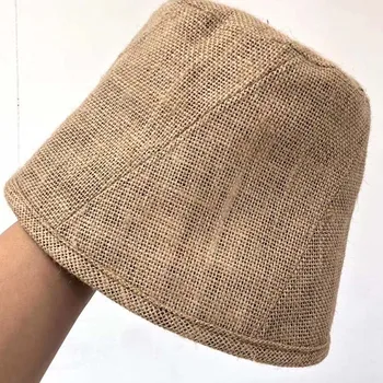 MAXSITI U Pavasario ir vasaros skrybėlę vientisos spalvos kvėpuojantis rupi kanapių kibiro kepurę naujo tipo moterų žvejys skrybėlę
