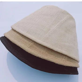 MAXSITI U Pavasario ir vasaros skrybėlę vientisos spalvos kvėpuojantis rupi kanapių kibiro kepurę naujo tipo moterų žvejys skrybėlę