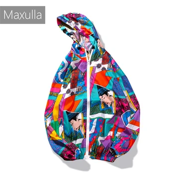 Maxulla spausdinti ultralight striukės UV įrodymas, vėjo kailis Ukiyoe spausdinti striukės streetwear Hip-Hop Japonų stiliaus striukė dėvėti Mla029
