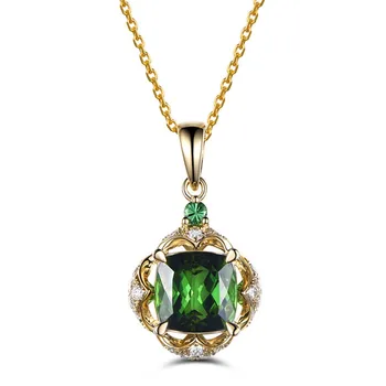 Mažas Smaragdas pakabukas karoliai moterų žalia kristalas brangakmenio 18k aukso spalvos choker grandinės deimantų papuošalai bijoux gimtadienio dovana